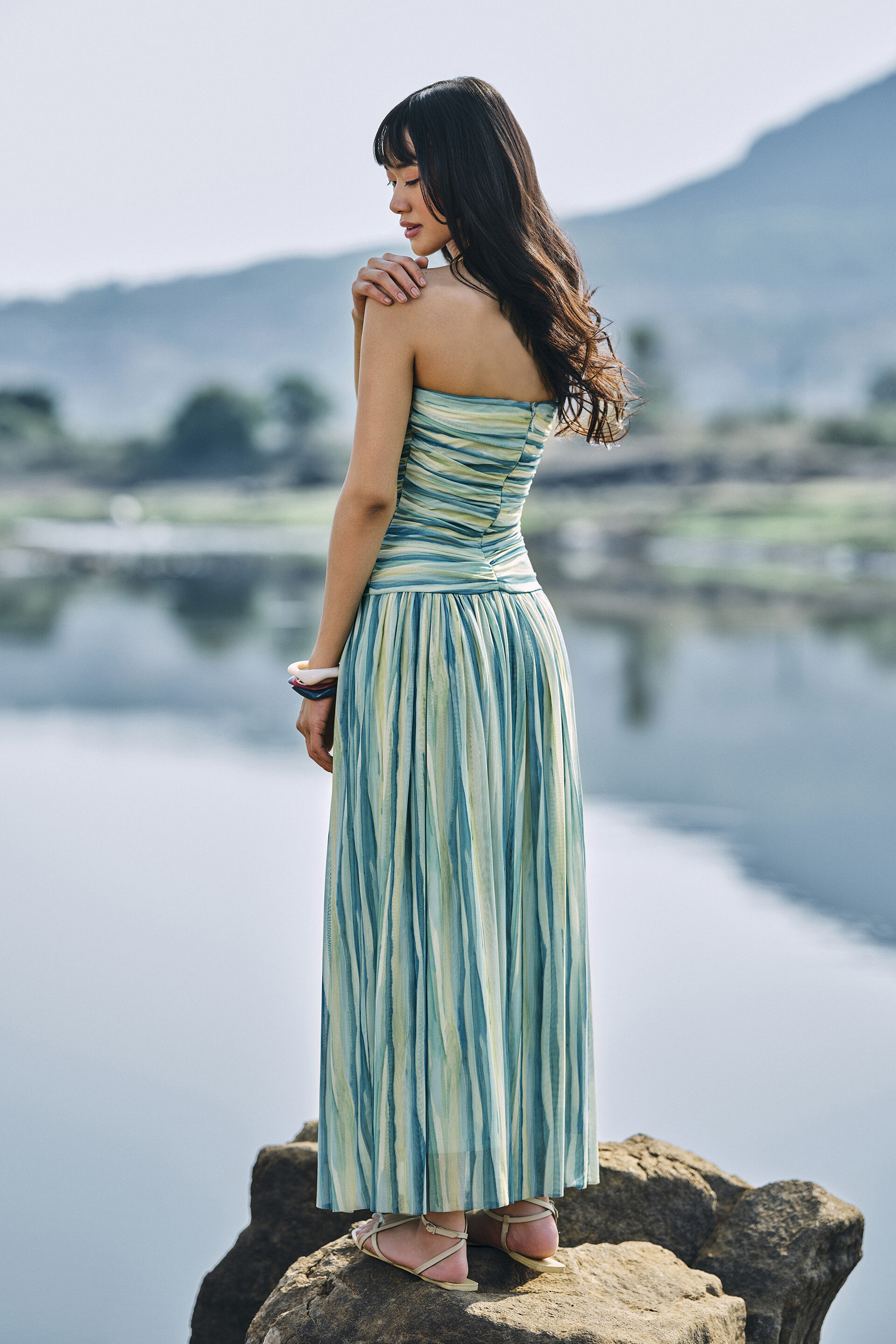 Aquarel Maxi Dress, Blue, image 6